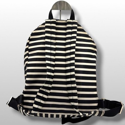 kate spade Black and White Striped Nylon Backpack with Gold Hardware Kate Spade New York Black White Stripe Mini Backpack Nylon  main image 4