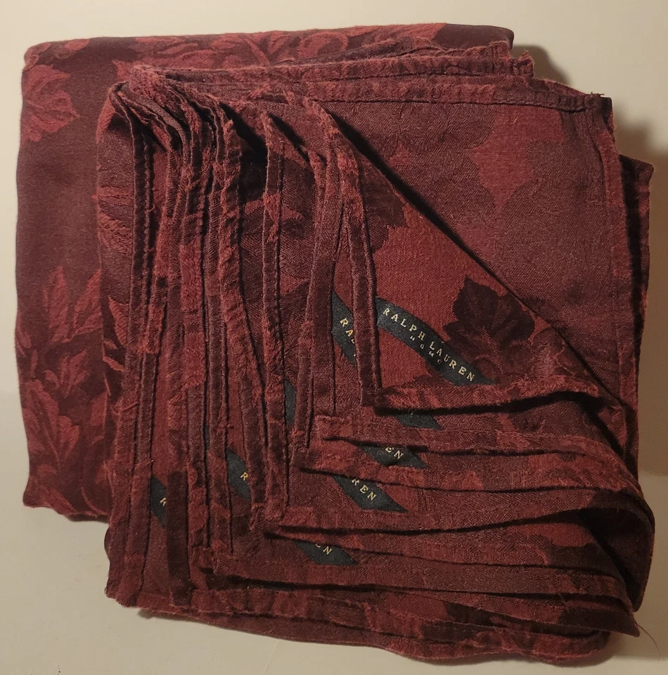 Ralph Lauren Home 10 Napkins Oblong Tablecloth 56 x 114 Bountiful Wine Pattern - Image 4 of 4