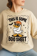 Funny This Is Some Boo Sheet Halloween Duck Spooky Pun Shirt, Cute Duck Boo Tee