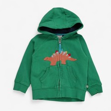 Frugi, Hoodie Green Zip Up With Orange Dinosaur, 2-3 Years 4B97A667CFCC/2