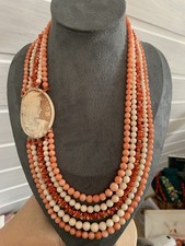 Korallen kette mit kamee muschel