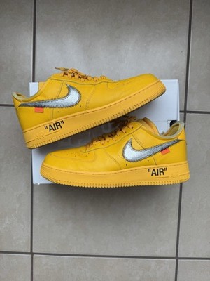 Off White Nike Air Force 1 Low Lemonade ICA University Gold Size 11.5 DD1876 700