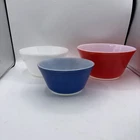 VTG 1960s Red White Blue Federal Glass Mixing Nesting Bowl Set Of 3 Made In USA