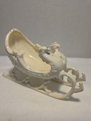 Cast Iron Santas Sleigh Christmas Swan Design Metal White Vintage Victorian 7 in