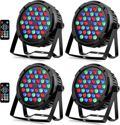 36W LED Par Can Lights Sound Activated with Remote DMX Control  4 Pack