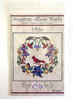 Uncut P-3 Designs American Album Blocks Quilt Pattern P3-2014 OHIO 15'' x 15''