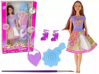 5905515355612 Lalka Z DłUgimi WłOsami I Sukienką Do Pomalowania Lean Toys