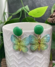 1.25  Acrylic Butterfly Bohemian Dangle Earring Set New Free Ship B273