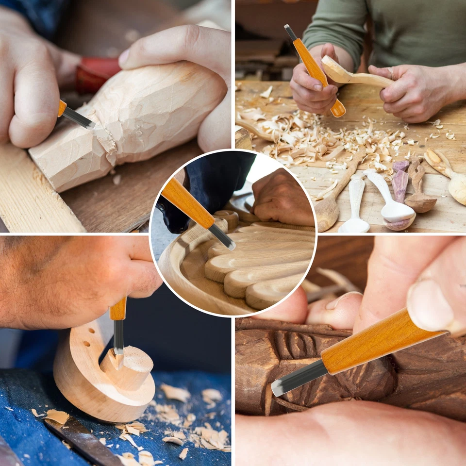 5Pcs Triangular Wood Carving Set Linocut Carving Tools With Blade FafWU - Image 3 of 4