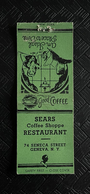 Sears Coffee Shoppe Restaurant Geneva New York Vintage Matchbook Cover 94