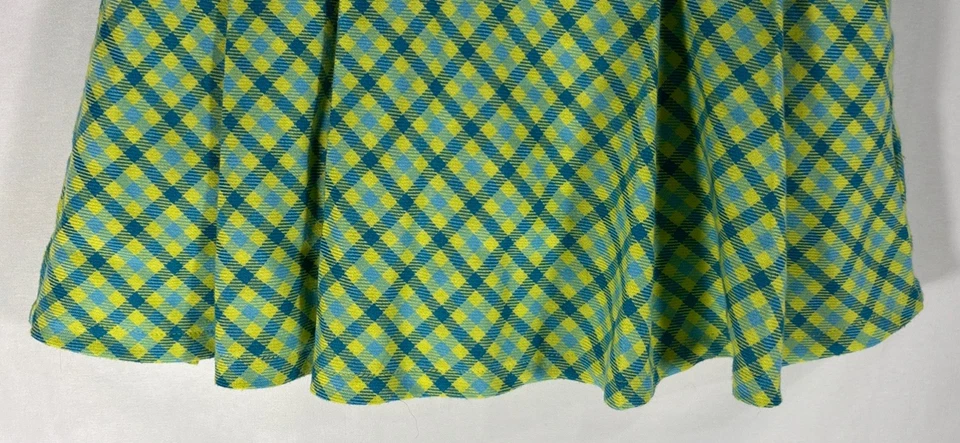 American Girl Checkered Mini Skirt Kid's Size: 10 Yellow/ Lime Green and Teal. - Image 4 of 4