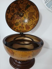 Mappamondo Bar Porta Bottiglie in Legno Vintage Forma Globo 45 cm