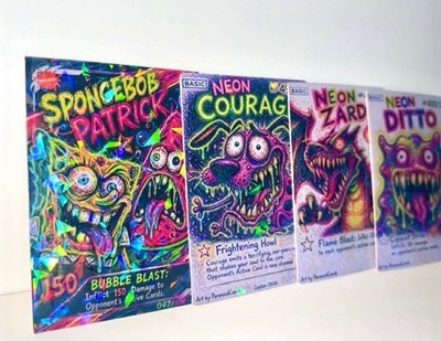 SpongeBob trading cards Patrick courage cowardly dog Charizard ditto Pokemon 4PC