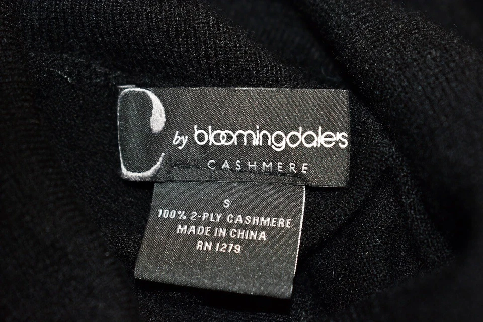 Suéter tejido Bloomingdales 100 % cachemir 2 capas negro para mujer talla pequeña Foto 3 de 4