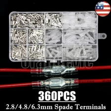 360X Assortment Electrical Wire Crimp Connectors Male Female Spade Terminals Kit