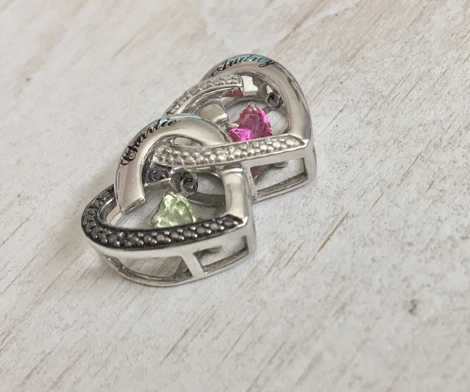 925 CHARLIE & AUDREY Kay Jewelers Sterling Silver Double Heart  Pendant - Image 4 of 4