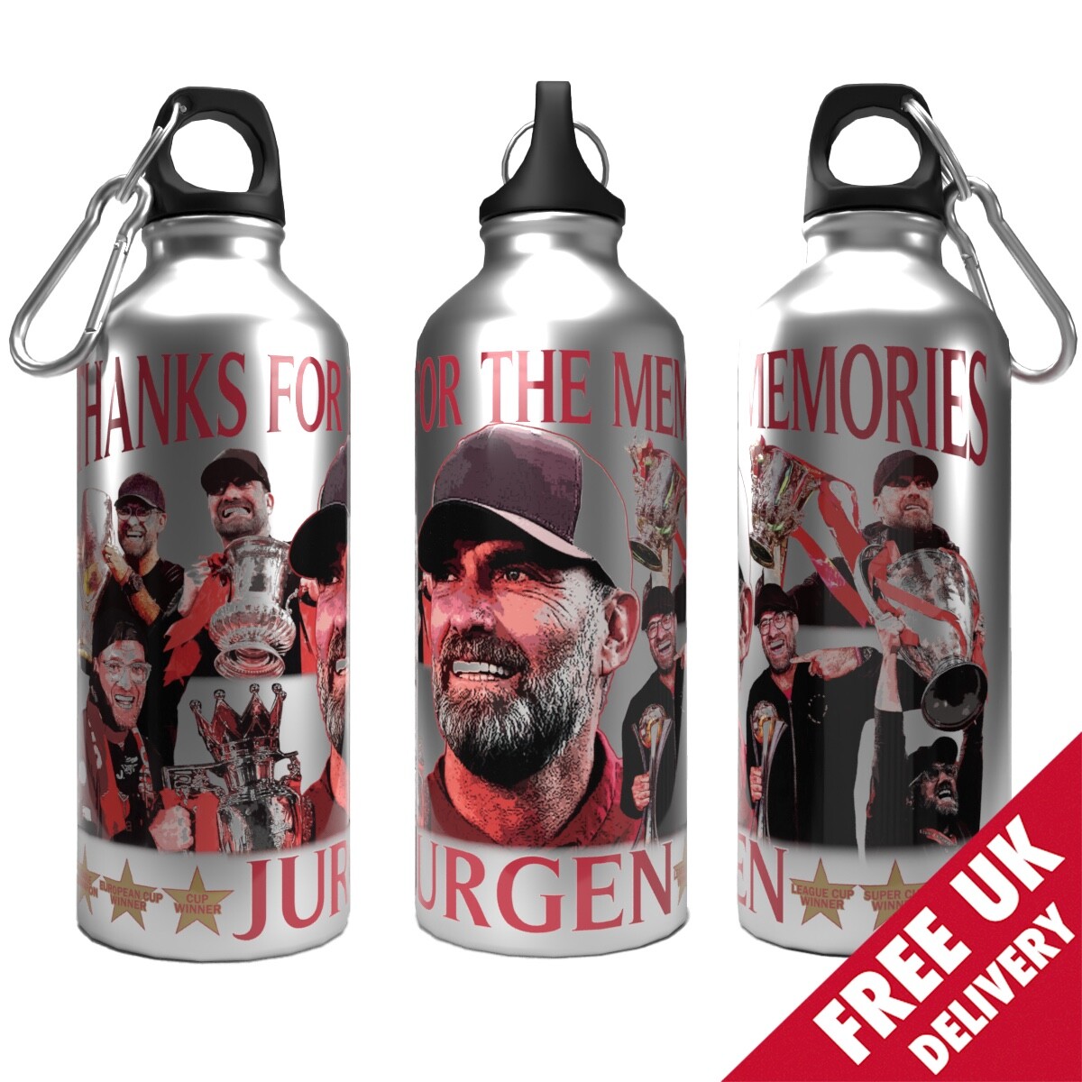 Liverpool Bottle Klopp Thanks for the Memories - 600ml Aluminium 2-Lids