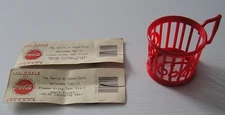 Coca Cola Co. Cup Holder ~ Red Plastic ~ 1985 ~ Two 1992 Tickets Atlanta Coke To