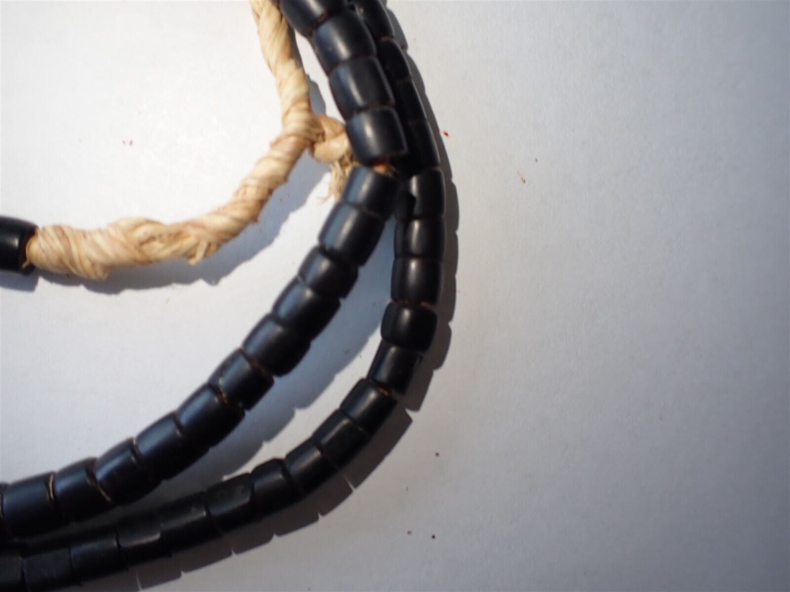 Antique Venetian Black Tube shaped glass Trade Beads - 4.5-5mm - Strand