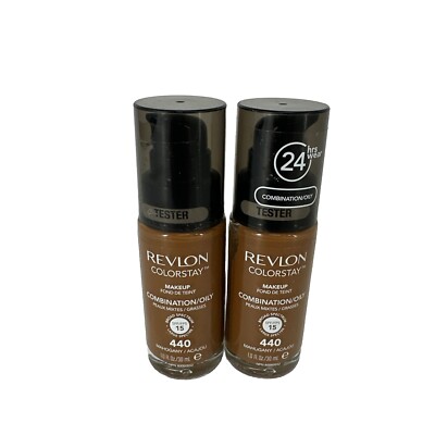 2 PACK Revlon Colorstay Makeup Combination/Oily Skin 440 MAHOGANY 1 fl oz x2