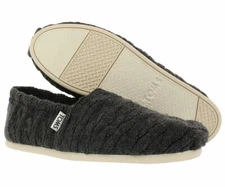 NIB TOMS Classic WOMEN Slip-On Forged Iron Grey Cable Knit With Shearling 6