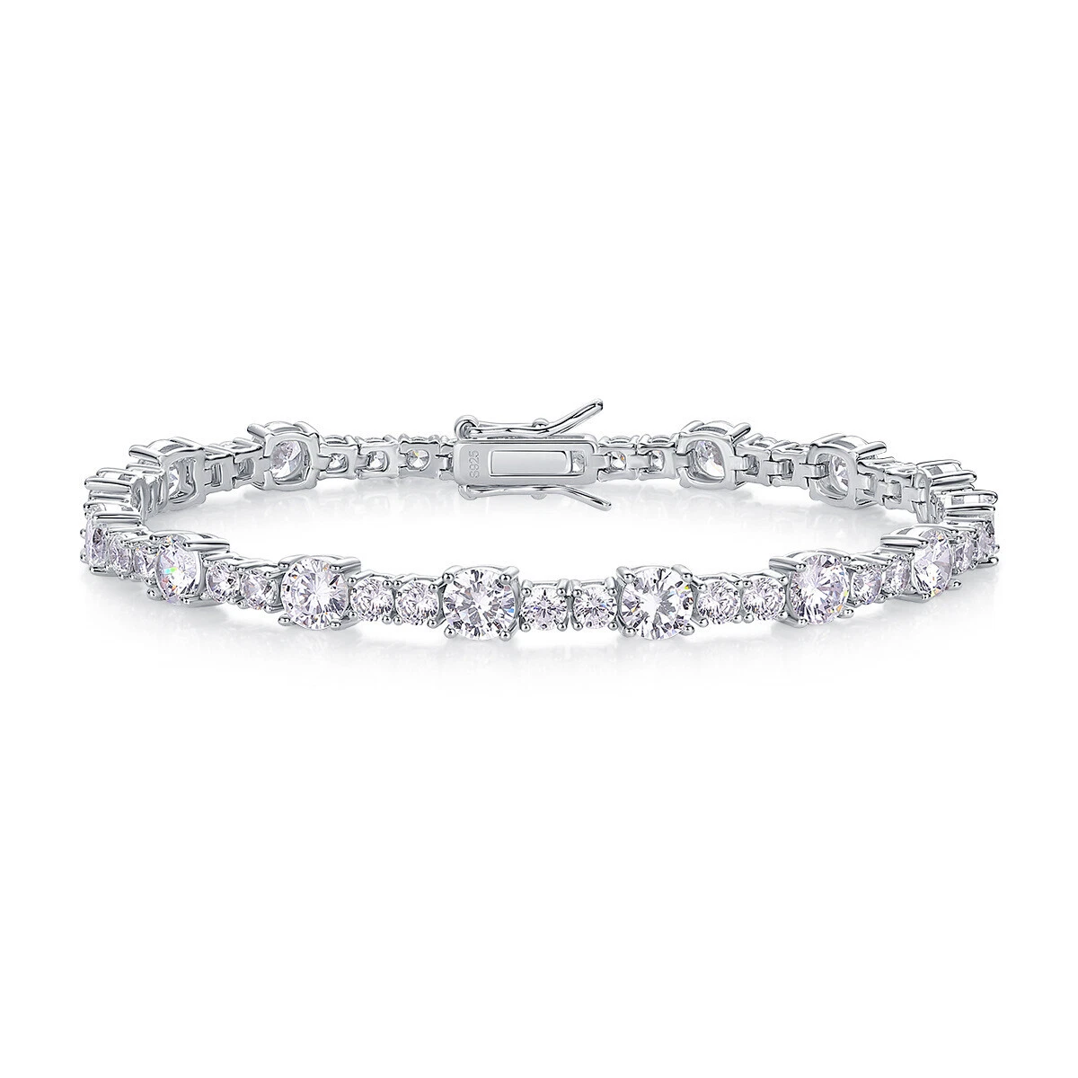 VALENTINO Bracciale catena tennis MOISSANITE vero taglio tondo 3 5mm argento 925 passa tester