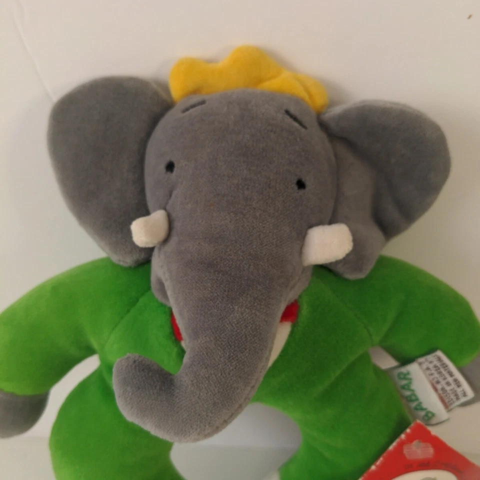 Raro Traje Verde Gund 9" De Colección y Corona Babar Sonajero #7766 1998 Nuevo Con Etiquetas Foto 3 de 4