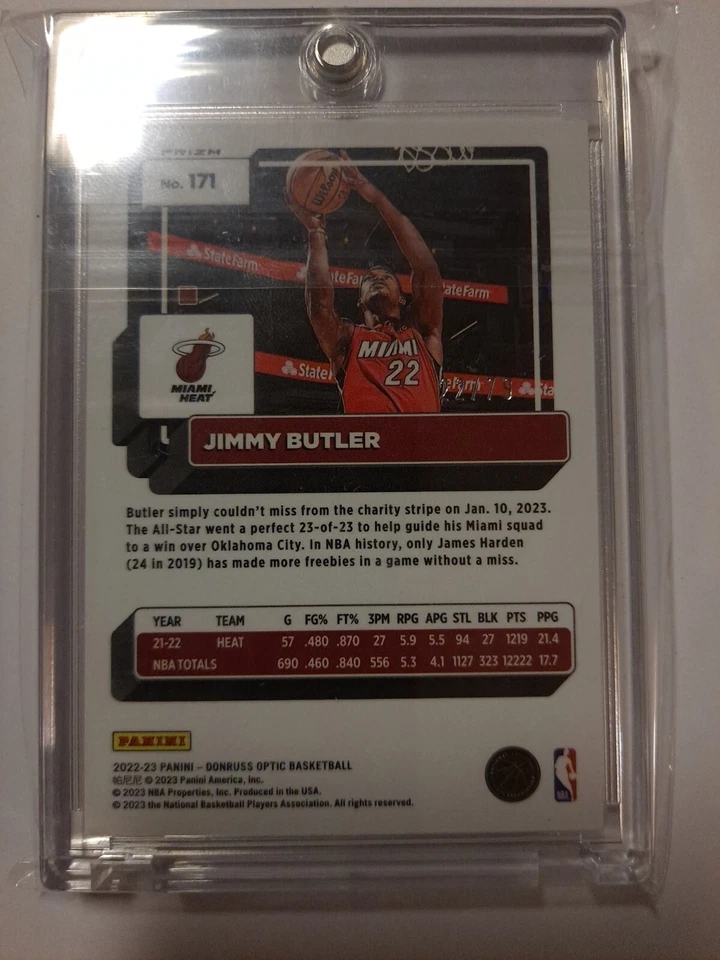 Láser rosa Donruss Optic Fast Break 2022-23 #171 Jimmy Butler 22/79 1/1 RARO  Foto 3 de 4