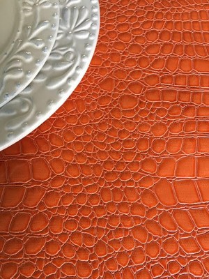 Luvfabrics Orange Crocodile set of 6 Placemats Hemmed Edges 14x14 inch square