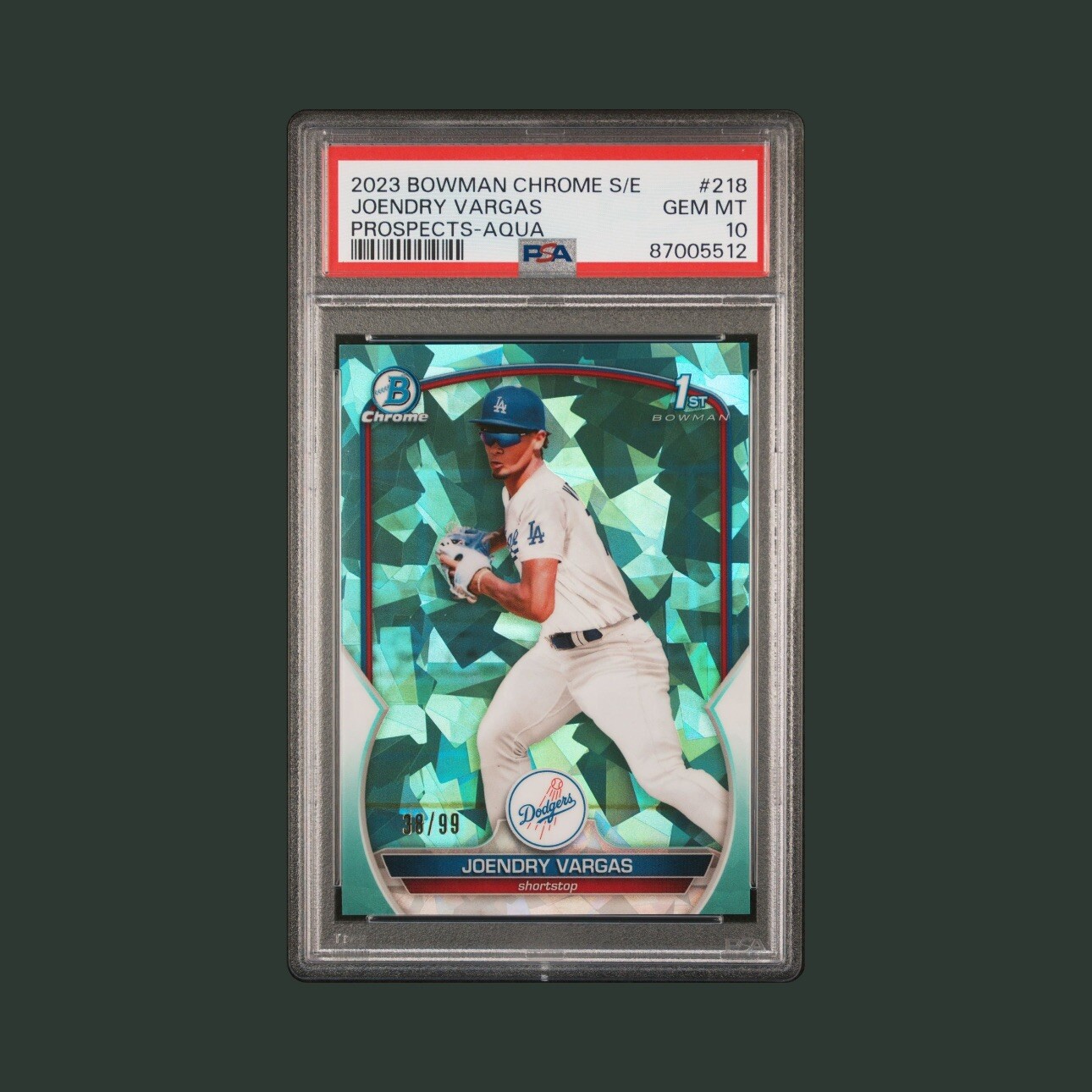 2023 Bowman Chrome Sapphire Joendry Vargas Aqua Refractor 1st #/99 PSA 10