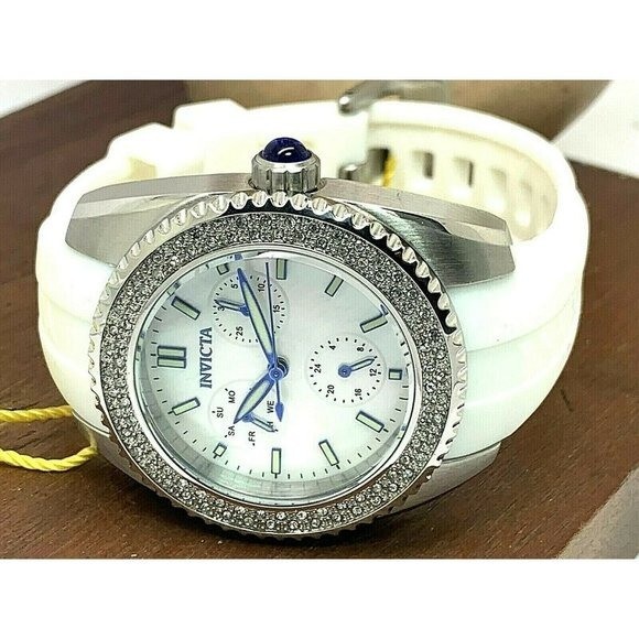 Invicta Women\'s Watch 28486 Angel 38mm White Dial Crystals Accent Rubber Strap s-l400.jpg main image 4