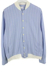 Gant Rugger Shirt Blouson Jacket Men XL Pinstripe Bomber Neck Blue