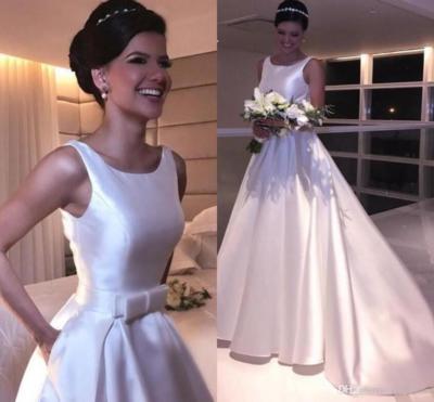 a line boat neck wedding dress