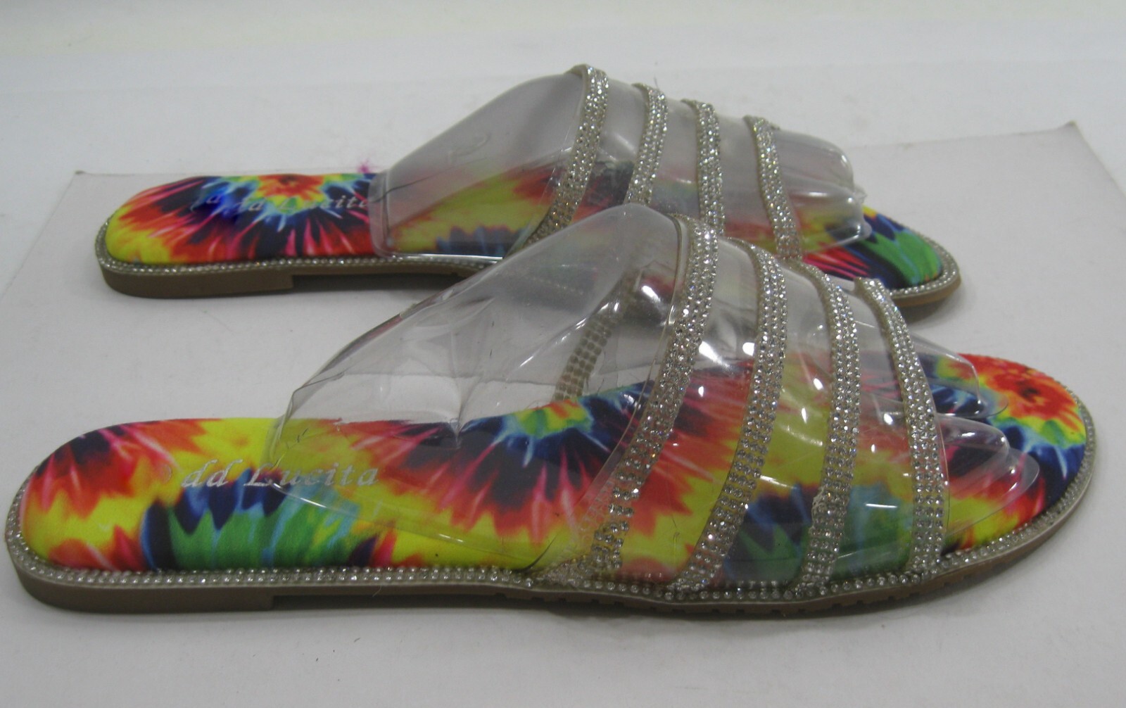 DD Lucita Clear Silver Slip-On Sandal Women Size 7.5