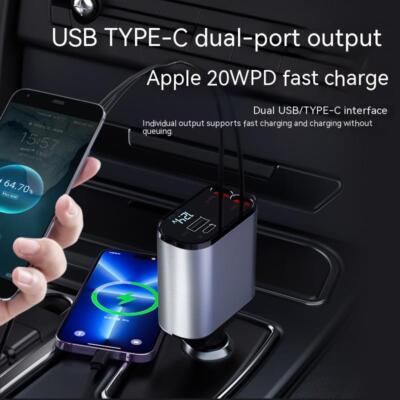100w usb c charger cigarette lighter Metal Car Charger 100W Super Fast Charging Car Cigarette Lighter USB And  TYPE-C