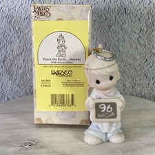 Precious Moments 1996 Christmas Ornament 183369 Peace On Earth Anyway W Box W47