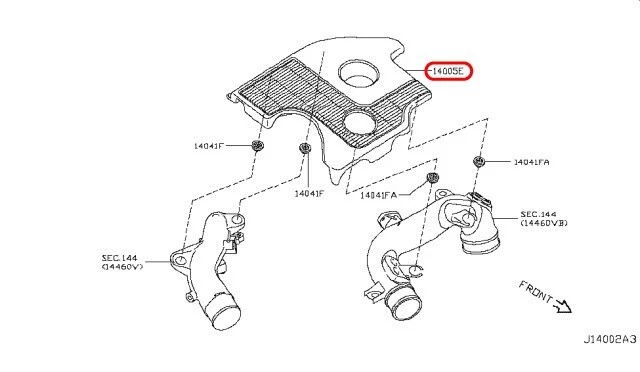 Cubierta de aspecto superior del motor Nissan Juke adorno 14041-1KC1B OEM Foto 3 de 4