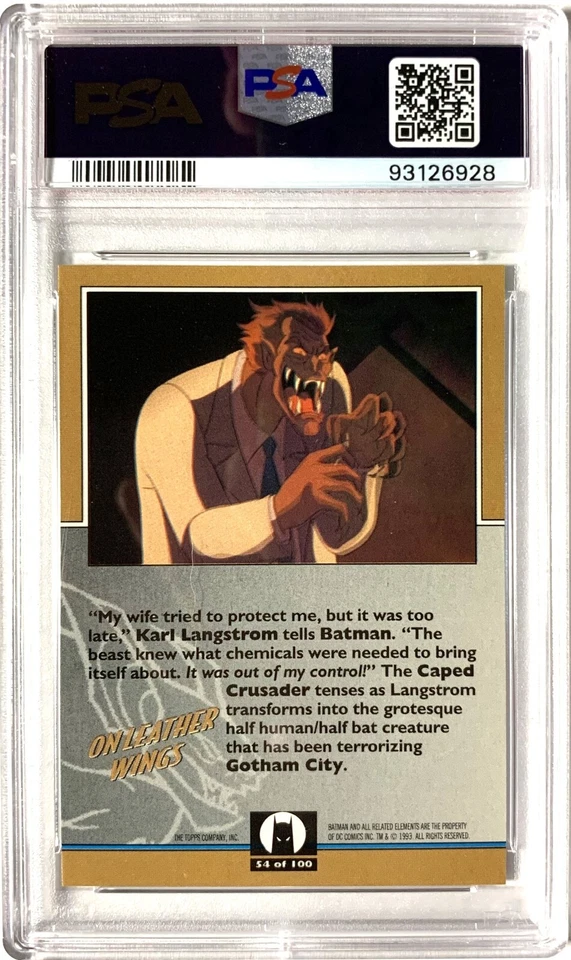 1993 Topps Batman: The Animated Series - #54 Batman / Leather Wings - PSA 9 MINT - Image 4 of 4