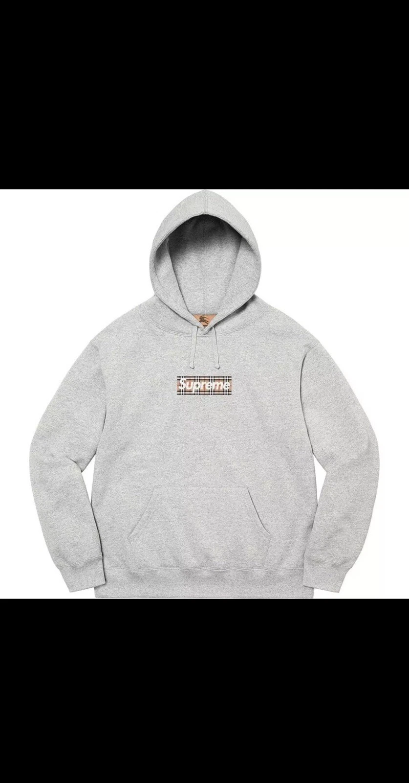 Sweat à capuche Supreme X Burberry Box Logo gris bruyère taille M neuf avec étiquettes SCELLÉ