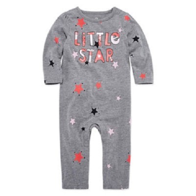 Okie Dokie Gray & Pink ''Little Star'' One-Piece Jumpsuit Baby Girl Size 18 Months