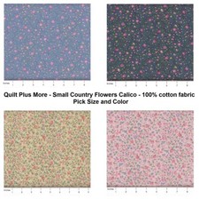 Small Country Flowers Calico 100 cotton fabric PICK SIZE from 4 COLORS