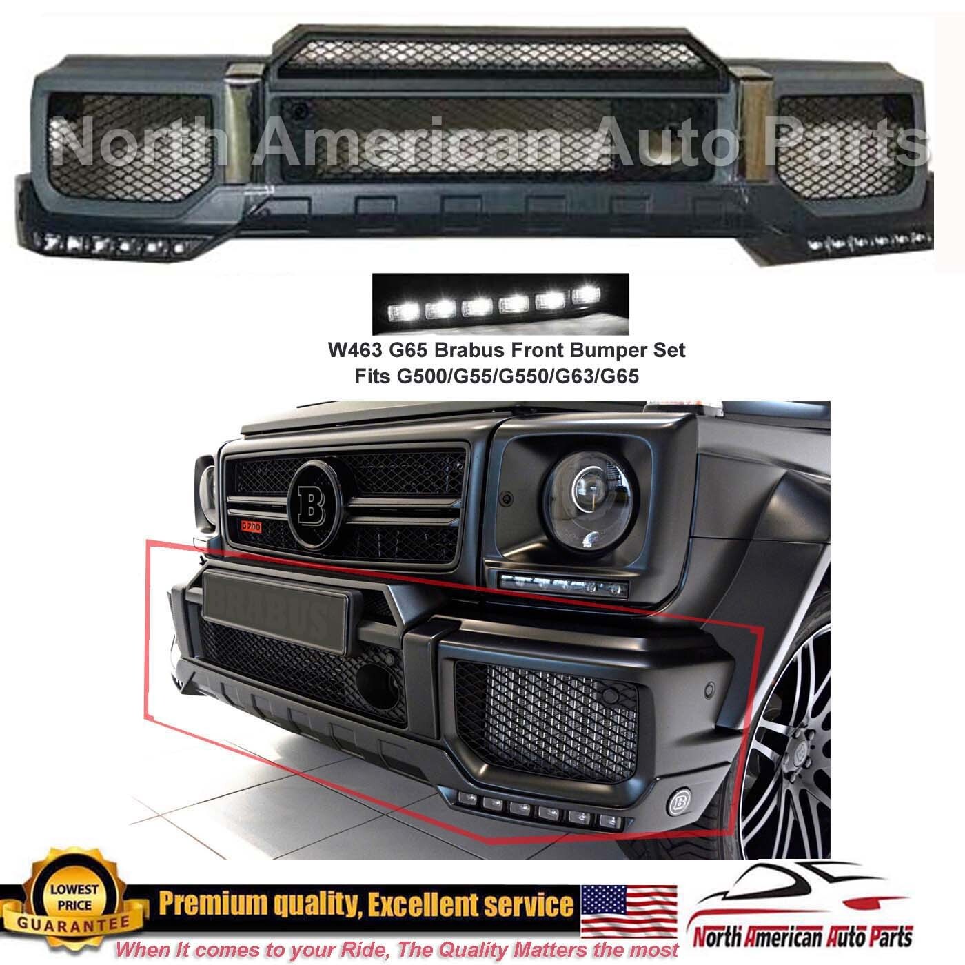 G63 G65 AMG Style Front Bumper + Lower Lip LED Conversion Brabus Style Upper