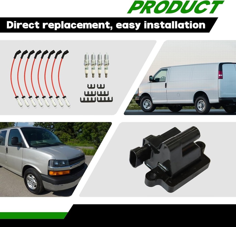 Spark Plug Wires Set Of 8 8-Pack Ignition Coil & Spark Plug Wire Set For GM Trucks & SUVs - V8 4.8L 5.3L 6.0L 8.1L Cadillac Escalade Ignition Coils - Foto 7