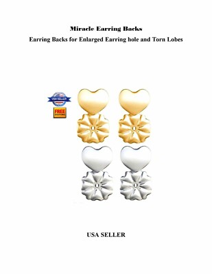 2pr. Magical Earring Lifter Backs- Drooping-Torn Earrings Hole Silver/Gold Plate