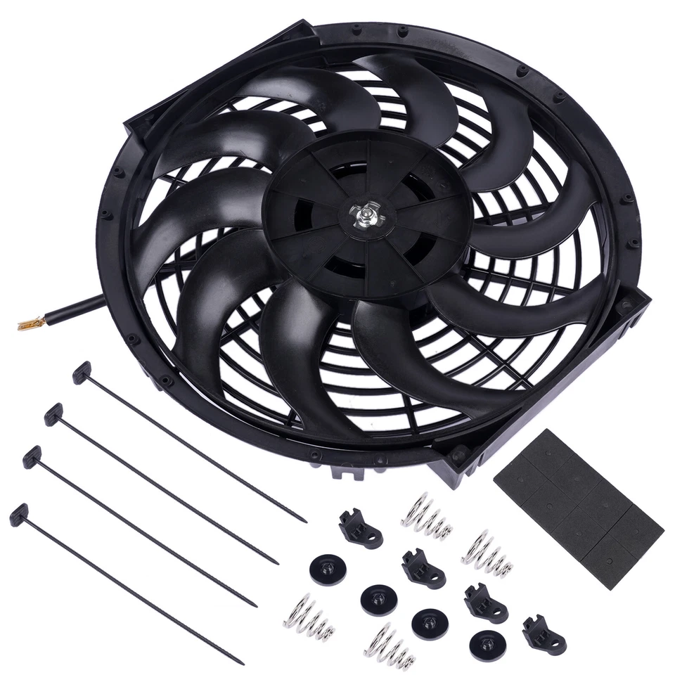 12 Zoll Universal elektrischer Kühlerlüfter 80W 12V mit Montage-Kit für Auto LKW - Bild 3 von 4