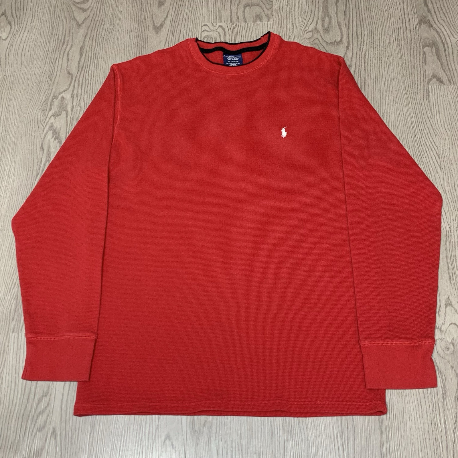 Polo Ralph Lauren pigiama rosso maglia waffle termico manica lunga camicia 2XL pony