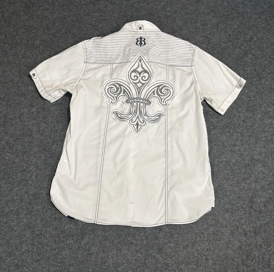 Рубашка на пуговицах Roar размер большой короткий рукав пилот вышитая белая - Изображение 3 из 4