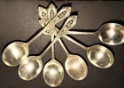 SIX ROSE POINT STERLING SILVER ROUND CREAM SOUP SPOON no monograph