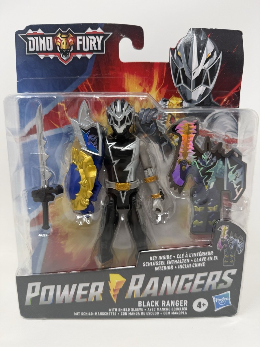 Power Rangers Dino Fury Black Ranger Figure With Shield Sleeve