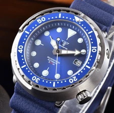 46.5mm Tandorio Blue Dial Ceramic Bezel Tuna Can NH35 automatic Steel Mens Watch